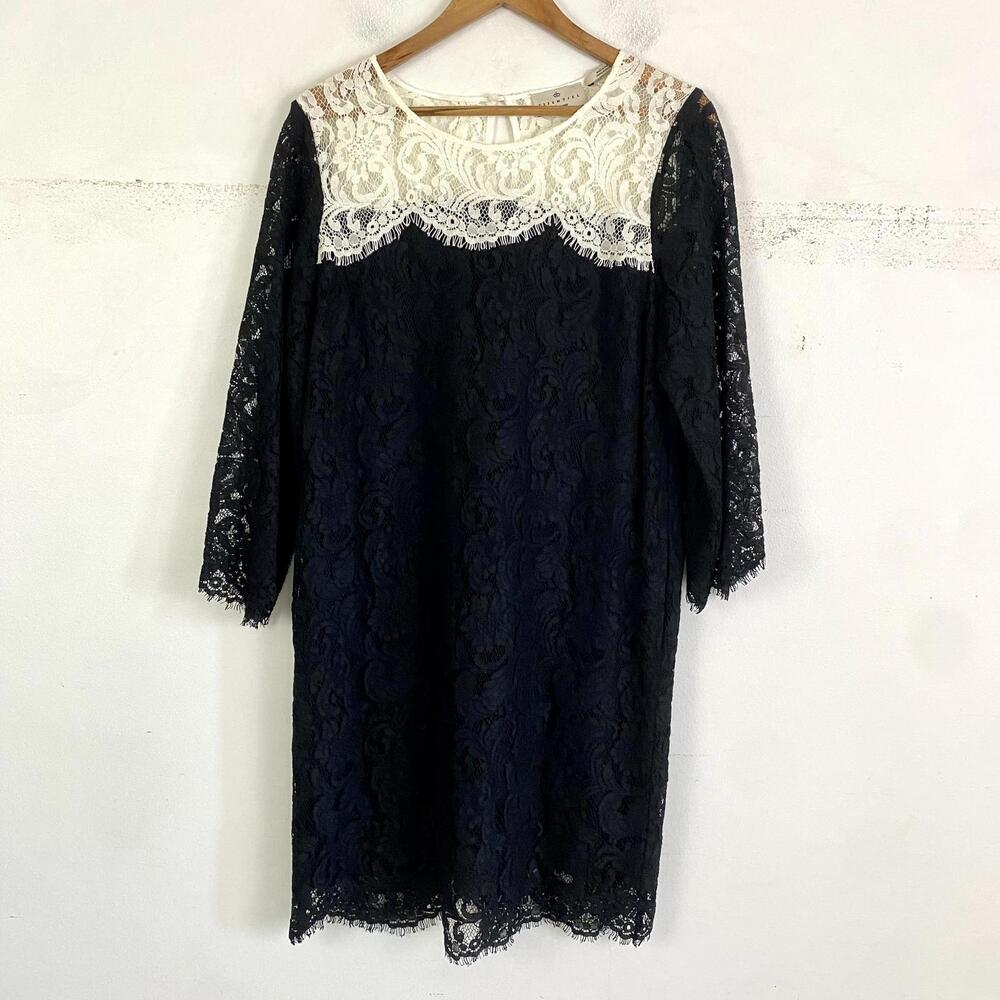 ESSENTIEL ANTWERP black white collar lace long sleeve mini dress sz 8